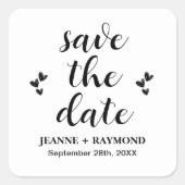 Sticker Carré Faire-Part de Mariage Classique "Save The Date" (Devant)