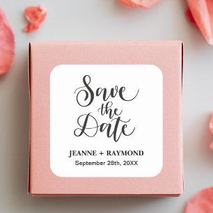 Sticker Carré Faire-part de mariage personnalisé "Save The Date"