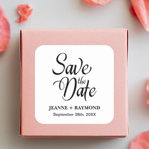 Sticker Carré Faire-Part de Mariage Personnalisé "Save The Date"