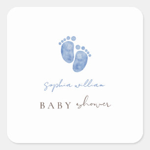 Sticker Carré Faire-part de naissance aux empreintes de bébé à l