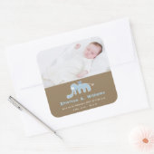 Sticker Carré Faire-part de naissance photo bébé garçon éléphant (Enveloppe)