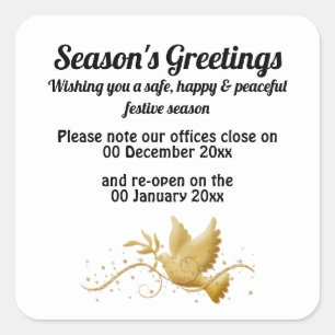 Sticker Carré Faire-part de sensibilisation aux dates d'ouvertur