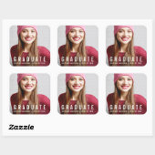 Sticker Carré Faire-part photo de graduation moderne W (Feuille)