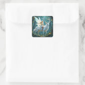 Sticker Carré Fairy and White Deer Magical Forest (Sac)