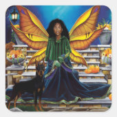 Sticker Carré Fairy Guardian Doberman Chien (Devant)
