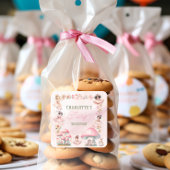 Sticker Carré Fairy Mushroom House Pink Birthday