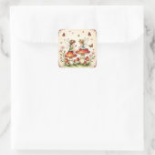 Sticker Carré Fairy Proposing on Mushrooms Vintage (Sac)
