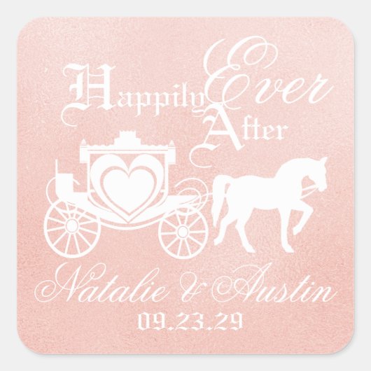 Sticker Carré Fairy Tale Carriage Blush Rose (Devant)