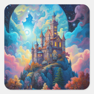 Sticker Carré Fairy Tale Castle Imaginaire Art