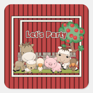 Sticker Carré Faisons La Fête À La Ferme