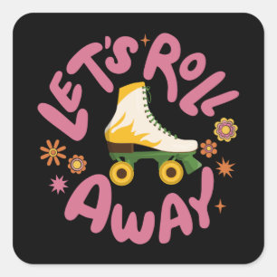 Sticker Carré Faisons rouler les patins à roulettes