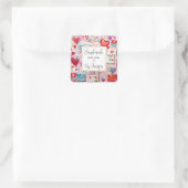 Sticker Carré Fait à la main avec amour Coeurs mignons et lettre (Sac)