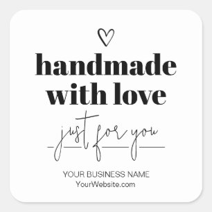 Sticker Carré Fait À La Main Avec Amour Petit