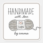Sticker Carré Fait à la main avec Love Tricot Fil (Devant)