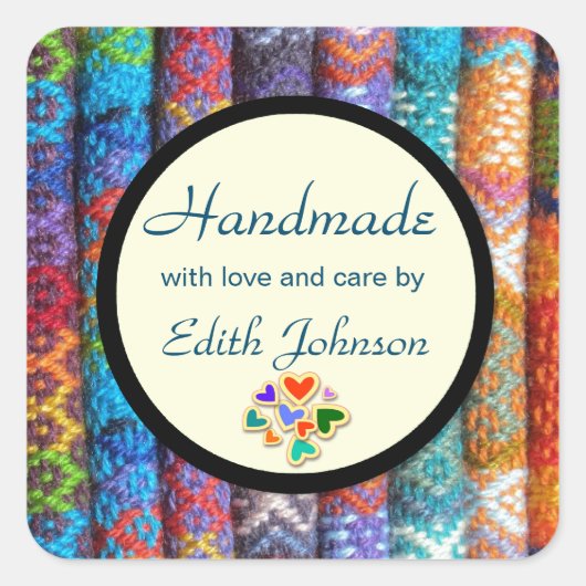 Sticker Carré Fait main ! (Devant)