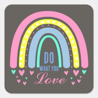 STICKER CARRÉ "FAITES CE QUE VOUS AIMEZ" CITER BROWN RETRO BOHO