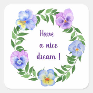 Sticker Carré Faites un beau rêve ! Fleurs d'eau