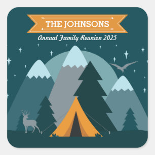 Sticker Carré Faites votre propre Camping Mountain Outdoor Adven
