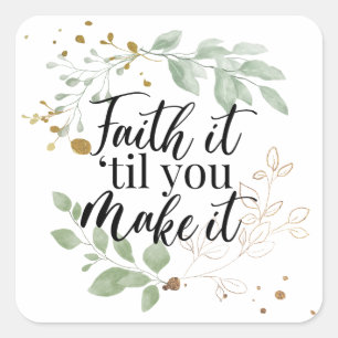 Sticker Carré Faith Écriture chrétienne Eucalyptus Verdure