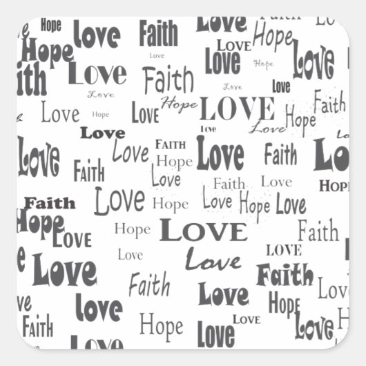 Sticker Carré Faith Hope Love (Devant)