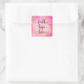 Sticker Carré Faith Love Hope Christian Scripture Aquarelle (Sac)