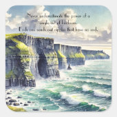 Sticker Carré Falaises de Moher, Irlande & Citation (Devant)