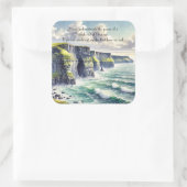 Sticker Carré Falaises de Moher, Irlande & Citation (Sac)