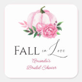Sticker Carré Fall Love Blush rose Citrouille Fête des mariées r (Devant)