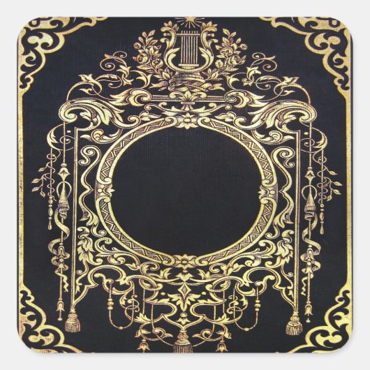 Sticker Carré Falln Ornate Gold Frame (Parfait pour un Monogramm (Devant)