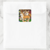 Sticker Carré Famille Cute Corgi (Sac)