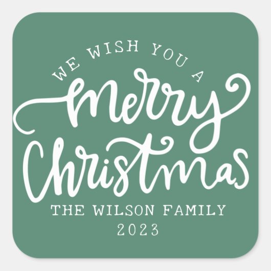 Sticker Carré Famille de calligraphie verte (Devant)