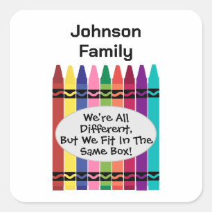Sticker Carré Famille Nous sommes tous différents amusants mais
