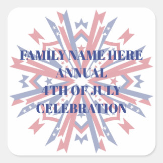 Sticker Carré Famille personnalisable patriotique du 4 juillet