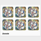 Sticker Carré Famille ukrainienne des motoneiges (Feuille)