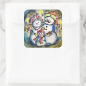 Sticker Carré Famille ukrainienne des motoneiges (Sac)