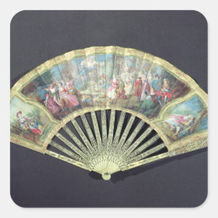Sticker Carré Fan de cour, Français, XVIIIème siècle (ivoire 