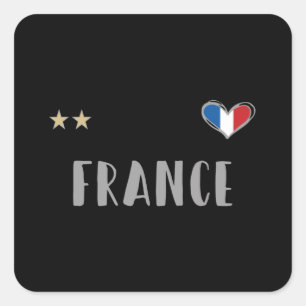 Sticker Carré Fan de football France Chemise avec coeur