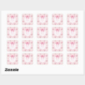 Sticker Carré Fancy One Rose Coquette Bow Anniversaire (Feuille)