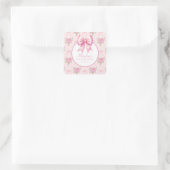Sticker Carré Fancy One Rose Coquette Bow Anniversaire (Sac)