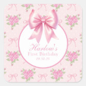 Sticker Carré Fancy One Rose Coquette Bow Anniversaire (Devant)