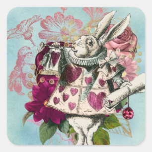 Sticker Carré Fancy Wonderland White Rabbit