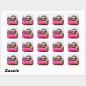 Sticker Carré Fanky Sloth avec casque rose et boule disco (Feuille)