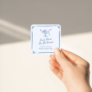 Sticker Carré Fantaisiste Main Bleue Dernière Toast sur la Côte