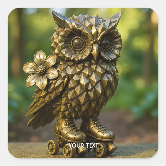 Sticker Carré Fantasy Cute Brass Owl Skates (Devant)