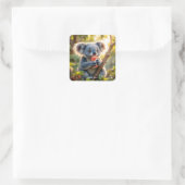 Sticker Carré Fantasy Cute Koala Drinks Tree (Sac)