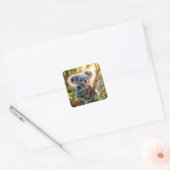 Sticker Carré Fantasy Cute Koala Drinks Tree (Enveloppe)