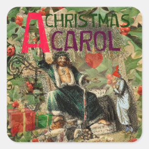 Sticker Carré Fantôme de Noël Illustration actuelle Scrooge