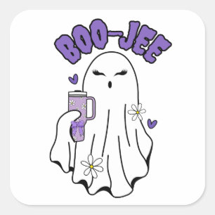 Sticker Carré Fantôme d'Halloween Boo-Jee mignon avec 40oz Tumbl