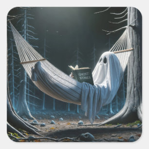 Sticker Carré Fantôme d'Halloween dans un hamac