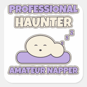 Sticker Carré Fantôme endormi Haunter professionnel dormeur amat